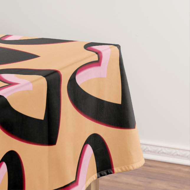 Toalha De Mesa Coração Gradiente Rosa Vermelho e Preto (Posição Original)