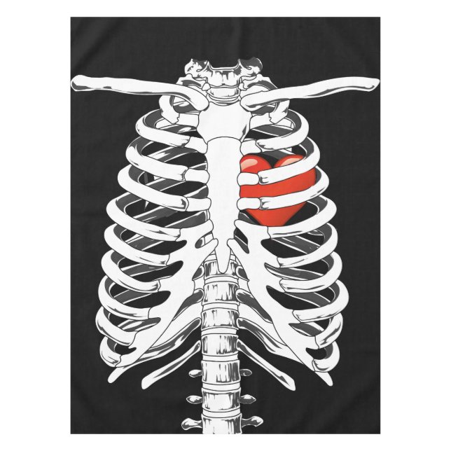 Toalha De Mesa Coração no Tablecloth de esqueleto do Dia das (Frente)