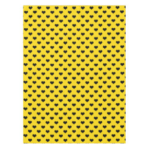 Toalha De Mesa Coração Preto de Amor em Fundo Amarelo