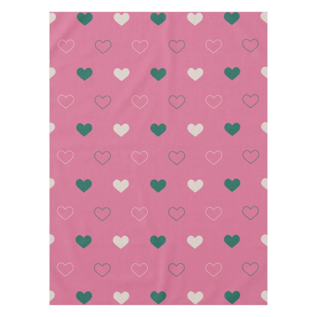 Toalha De Mesa Coração Simples Fofo Sem Costura rosa / verde (Frente)