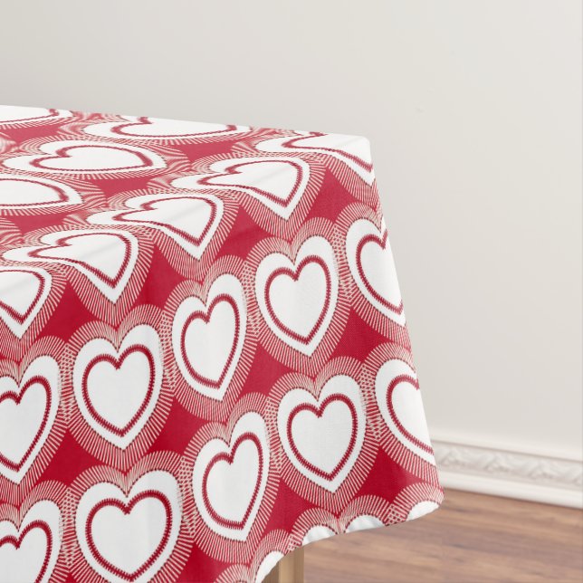 Toalha De Mesa Corações Abstrato modernos - Vermelho e Branco (Posição Original)