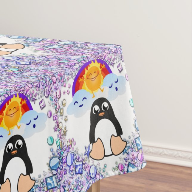 Toalha De Mesa Corações de Pinguim-Dia de os namorados (Posição Original)