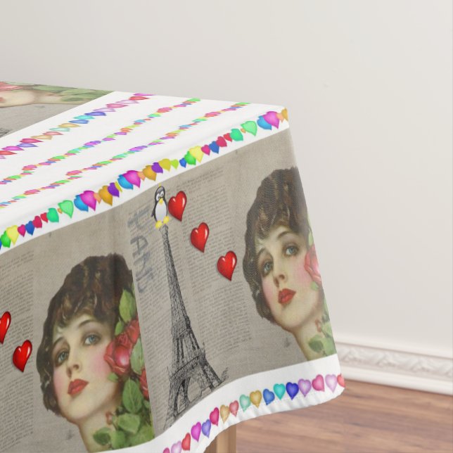 Toalha De Mesa Corações de Pinguim-Dia de os namorados (Posição Original)