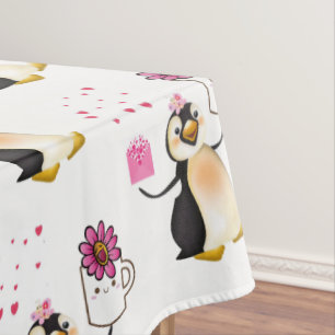 Toalha De Mesa Corações de Pinguins Dia de os namorados de Tabl