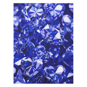 Toalha De Mesa Corações Diamantes de Cristal Azul