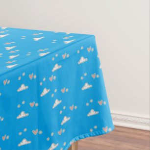 Toalha De Mesa Corações e nuvens em azul