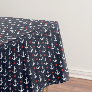 Toalha De Mesa Corações e teste padrão das âncoras