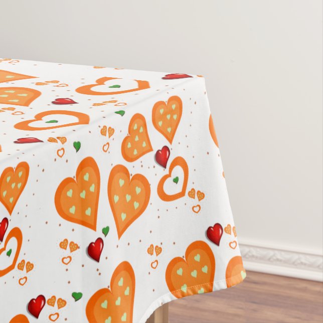 Toalha de Mesa Corações Laranja (Posição Original)