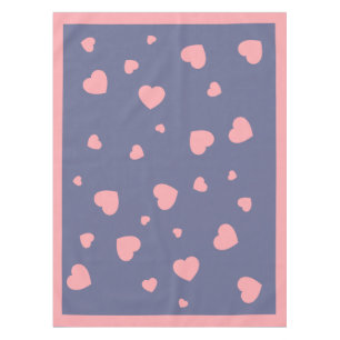 Toalha De Mesa Corações Rosa em Azul