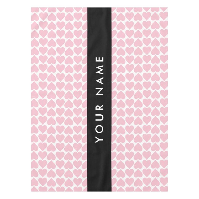 Toalha De Mesa Corações Rosa, Romântico, Seu Nome, Personalizar (Frente)