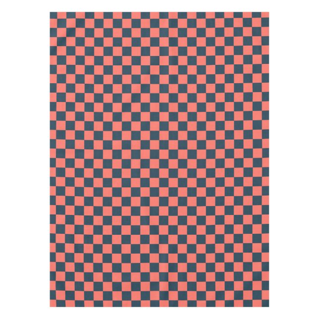 Toalha De Mesa Coral and navy checkerboard pattern (Frente)