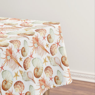 Toalha De Mesa Coral com escudos e teste padrão dos caranguejos