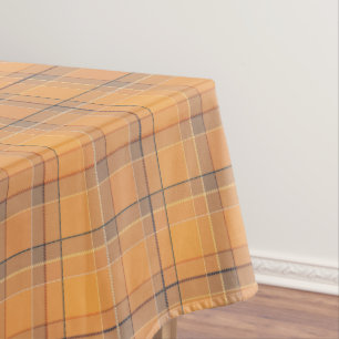 Toalha De Mesa Coral, laranja, xadrez de tartã marrom.