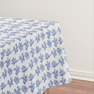 Toalha De Mesa Coral marinho branco e azul por todo o impressão