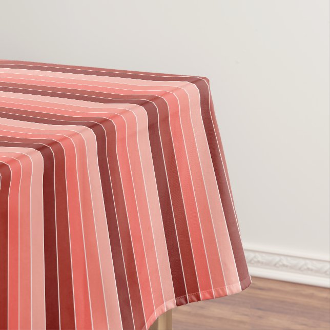 Toalha De Mesa Coral Red Pink Stripes (Posição Original)