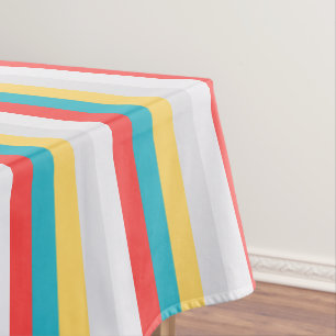 Toalha De Mesa Coral Turquesa Amarelo - Stripes