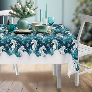 Toalha De Mesa Costeira Natal Cavalo e Flocos de Neve #13 ID1009