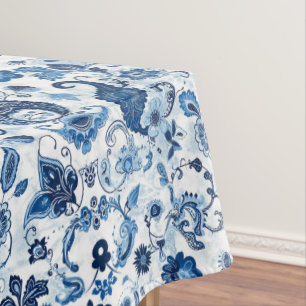 Toalha De Mesa Country Rushouse Blue and White Paisley