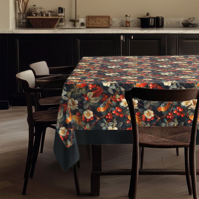 Toalha De Mesa Cozy Tablecloth com Pássaros Queda e Woodland Flor (Cozy Tablecloth with Fall Birds and Woodland Florals)