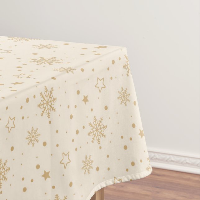 Toalha De Mesa Creme e Dourado Floco de Neve Tablecloth (Posição Original)