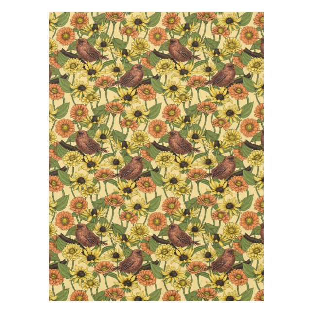 Toalha De Mesa Crenças e flores em amarelo pálido (Frente)