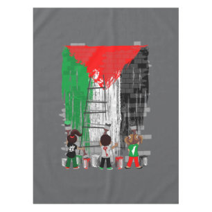 Toalha De Mesa Crianças de Gaza Pintando a Bandeira da Palestina 