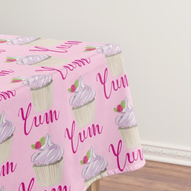 Toalha De Mesa Cupcake Rosa Sonhento com Yum Framboesa! (Posição Original)