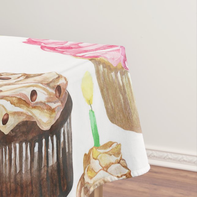 Toalha De Mesa Cupcakes de aquarela (Posição Original)