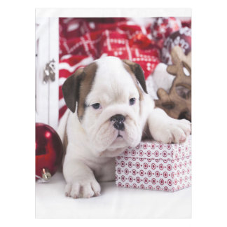 Toalha De Mesa Cute Puppy English Buldogue | Natal engraçado