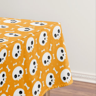 Toalha De Mesa Cute Skull & Bones Padrão de Halloween