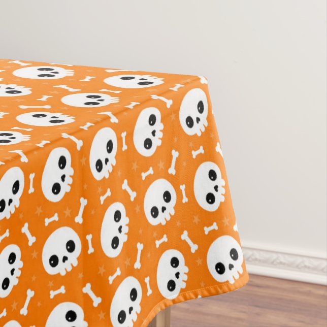 Toalha De Mesa Cute Skull & Bones Padrão de Halloween (Posição Original)