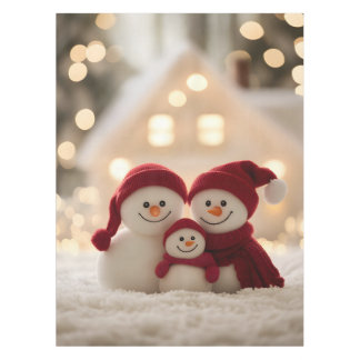 Toalha De Mesa Cute Snowman Family Winter Christmas