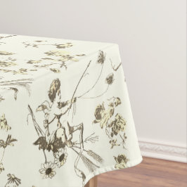 Toalha De Mesa Cute Vintage Cupid Angel Dourado Beige Floral Toil