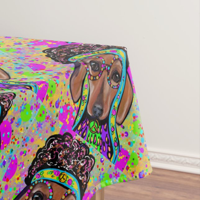TOALHA DE MESA DACHSHUND VERMELHO          (Posição Original)