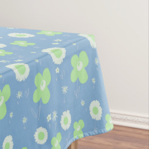 Toalha De Mesa Daisy Flowers Pastel Green White Em Pastel Blue