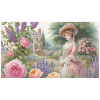 Toalha De Mesa Dama Vitoriana Antiga Decoupage de Jardim Floral