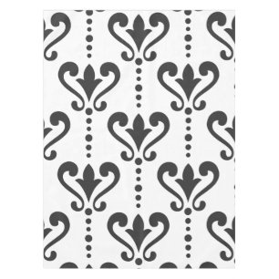 Toalha De Mesa Damasco Branco e Preto de Luxo