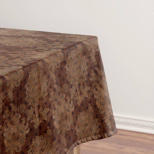 Toalha De Mesa Damasco de outono escuro (Posição Original)