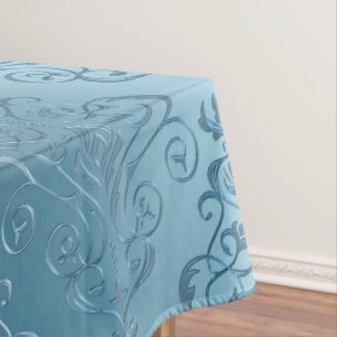 Toalha De Mesa Damasco floral dos azuis bebés