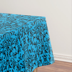 Toalha De Mesa Damasco preto e azul