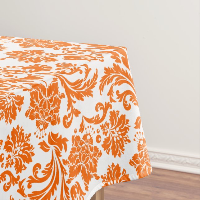 Toalha De Mesa Damascos Florais Laranja E Branco (Posição Original)