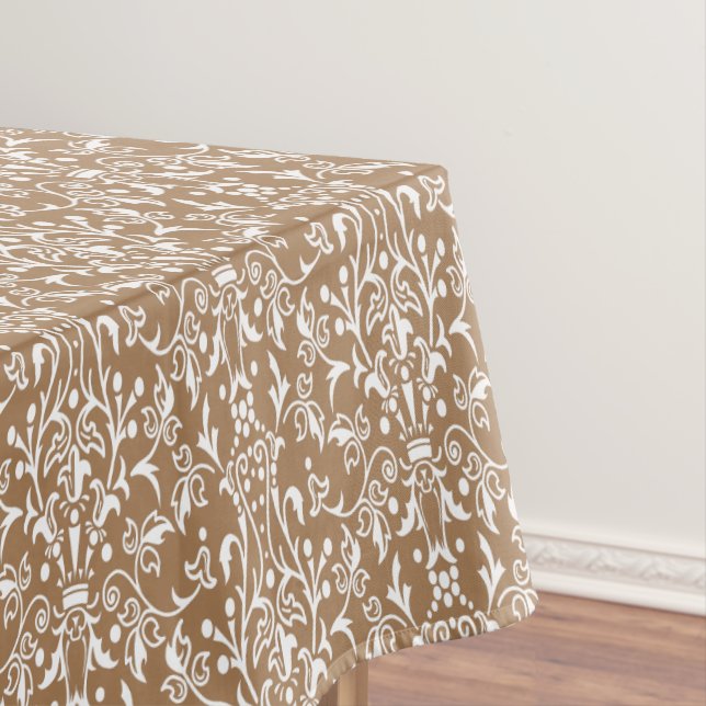 Toalha De Mesa Damask Brown & White (Posição Original)