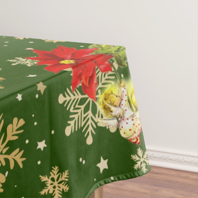 Toalha De Mesa Dançando Natal Anjos de Bebê em Flocos de Neve (Posição Original)