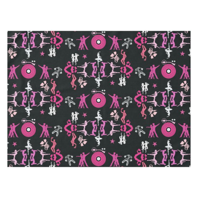Toalha De Mesa Dançarino Rosa Decor Doméstico Padrão (Frente (Horizontal))