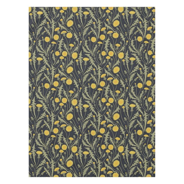 Toalha De Mesa Dandeliões, verdes, amarelos e negros (Frente)