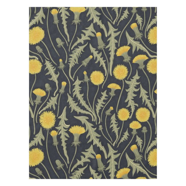 Toalha De Mesa Dandeliões, verdes, amarelos e negros (Frente)
