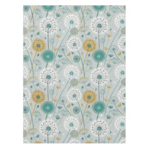 Toalha De Mesa Dandelion Whimsical - Amarelo, Branco e Teal