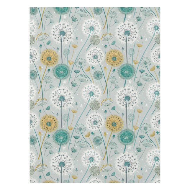 Toalha De Mesa Dandelion Whimsical - Amarelo, Branco e Teal (Frente)