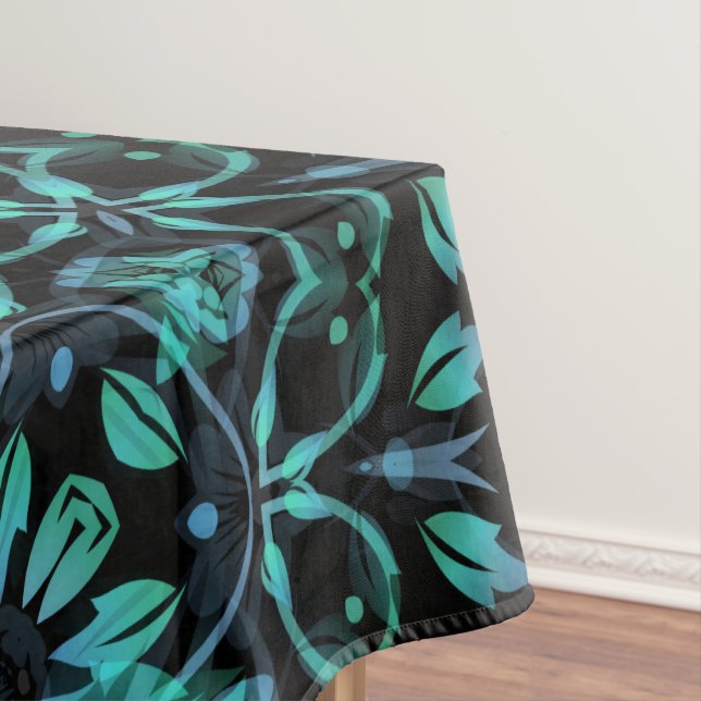 Toalha De Mesa Dark Teal Floral Noir Mandala (Posição Original)