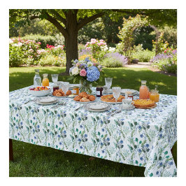 Toalha de Mesa de Aguarela de Flor Silvestre Verde